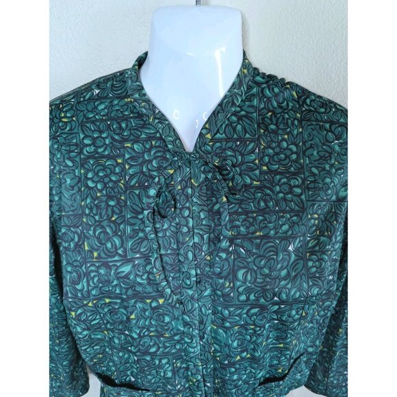 Vintage 60s Soft Nylon Shelton Stroller Green Retro Floral 2 Piece Dress Set A1 - Picture 5 of 16